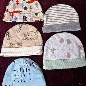 5 PCS 0-3 Month Hat/Head Covers/Beanies - Different Brands - AC040